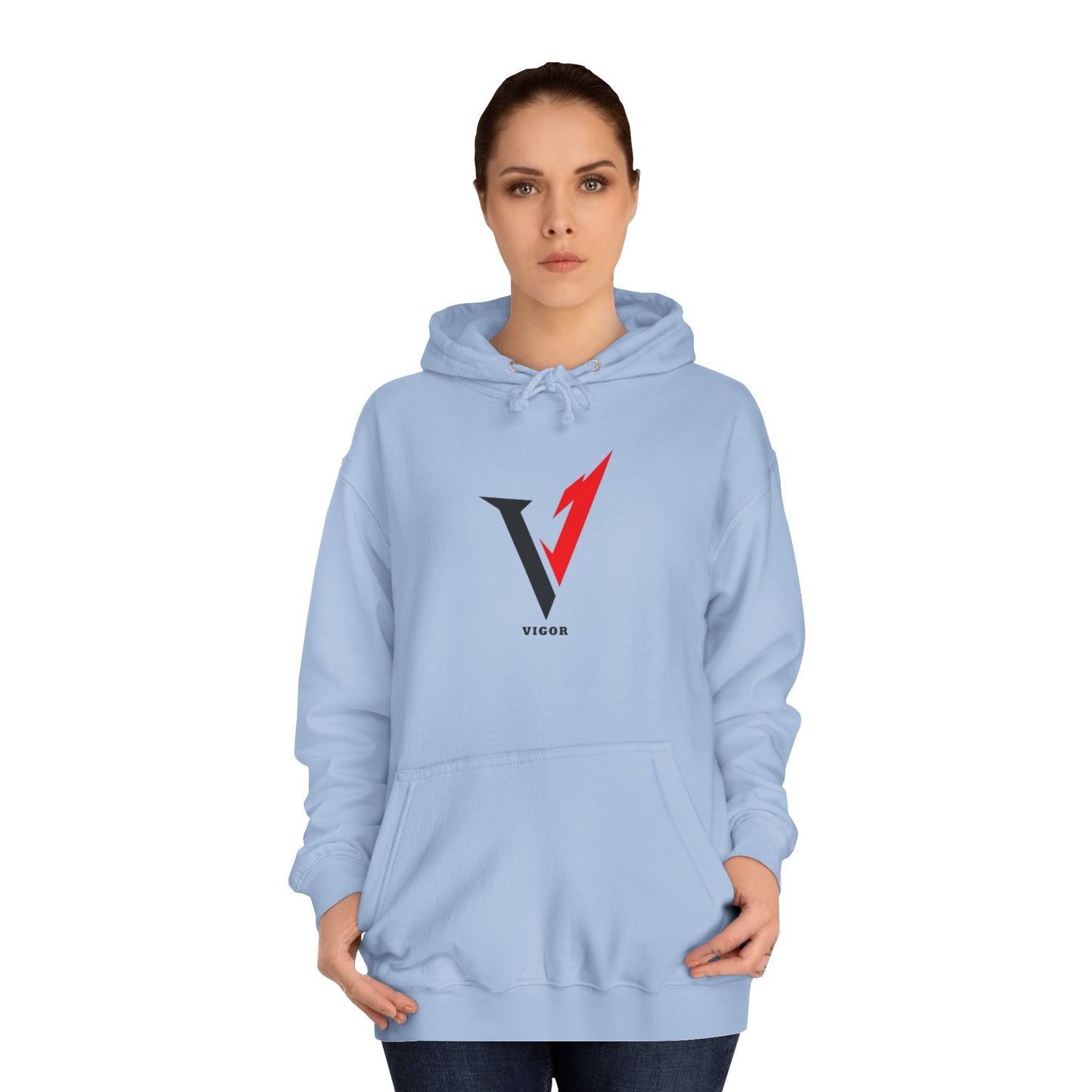 V1 College Hoodie – “Here and Now” Graphic