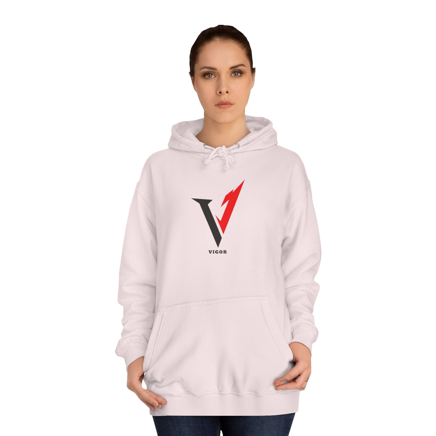 V1 College Hoodie – “Here and Now” Graphic