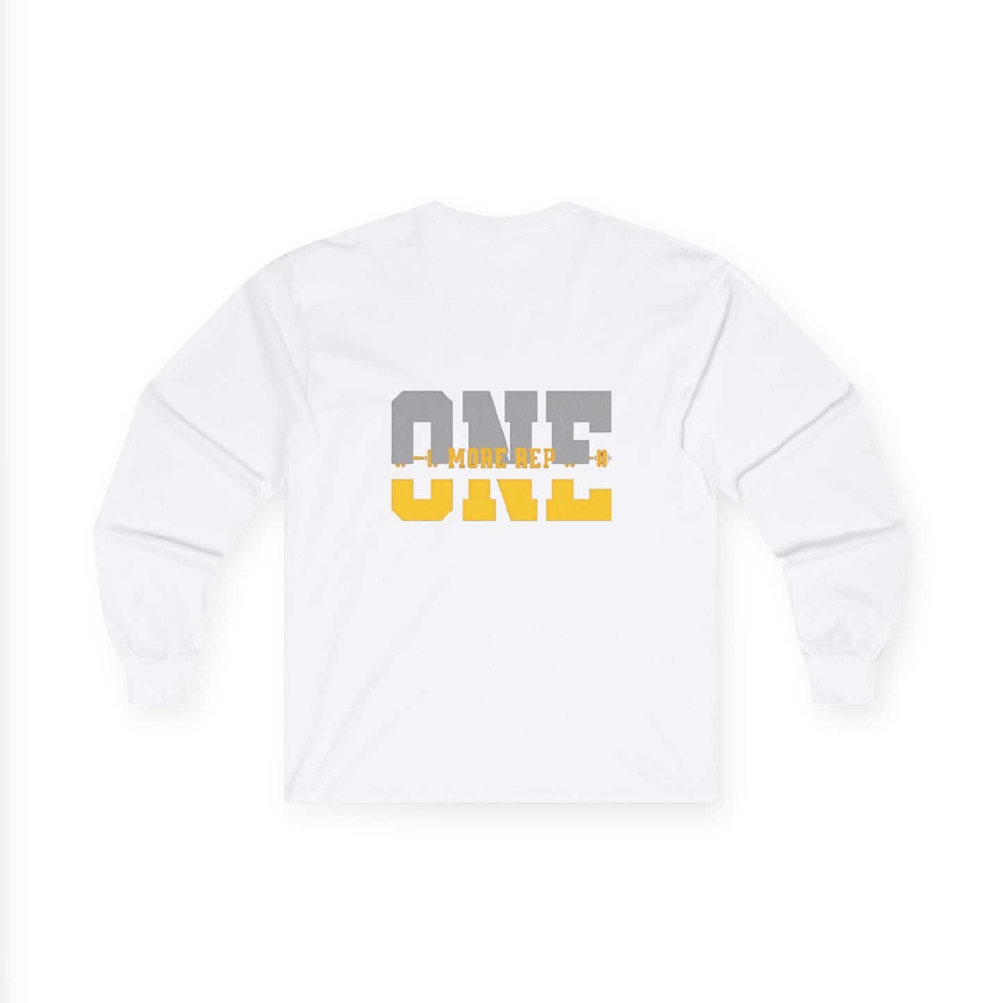 “ONE” Stacked Block Long Sleeve Tee – Gray &amp; Yellow