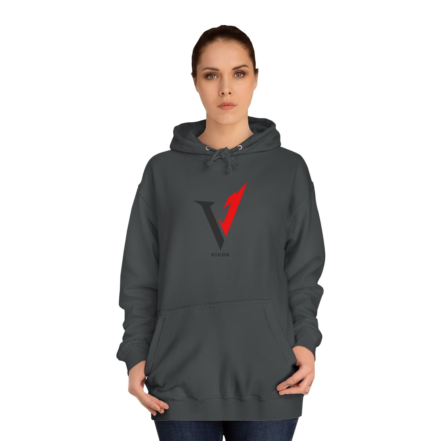 V1 College Hoodie – “Here and Now” Graphic