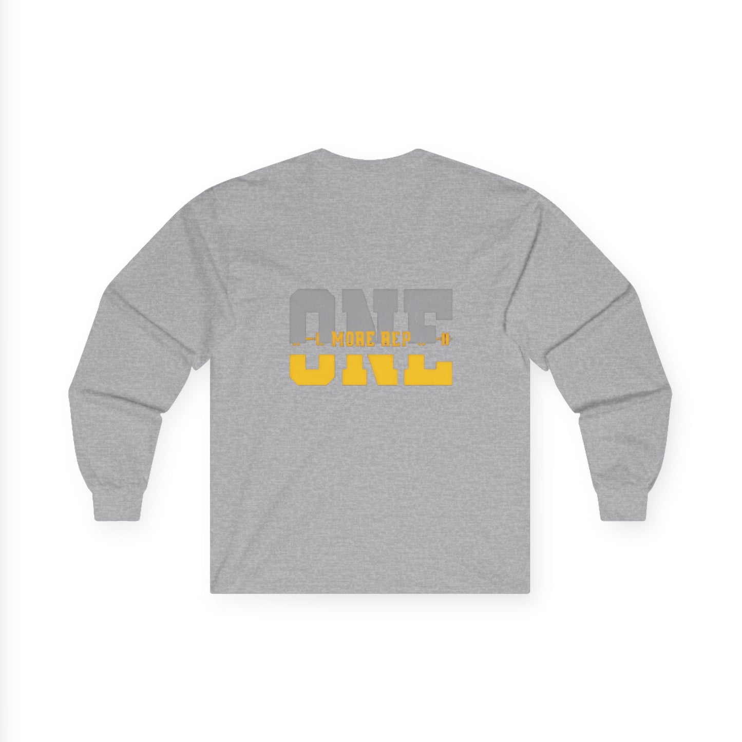 “ONE” Stacked Block Long Sleeve Tee – Gray &amp; Yellow