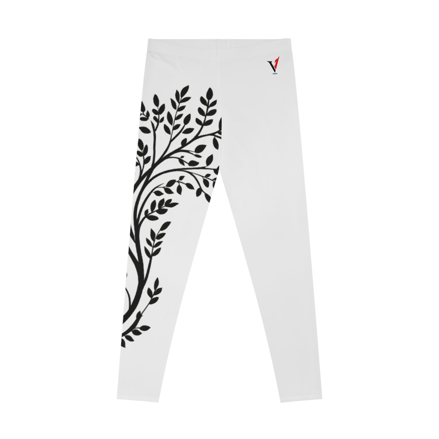 Minimalist White Tree Print Yoga Leggings