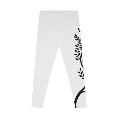 Minimalist White Tree Print Yoga Leggings