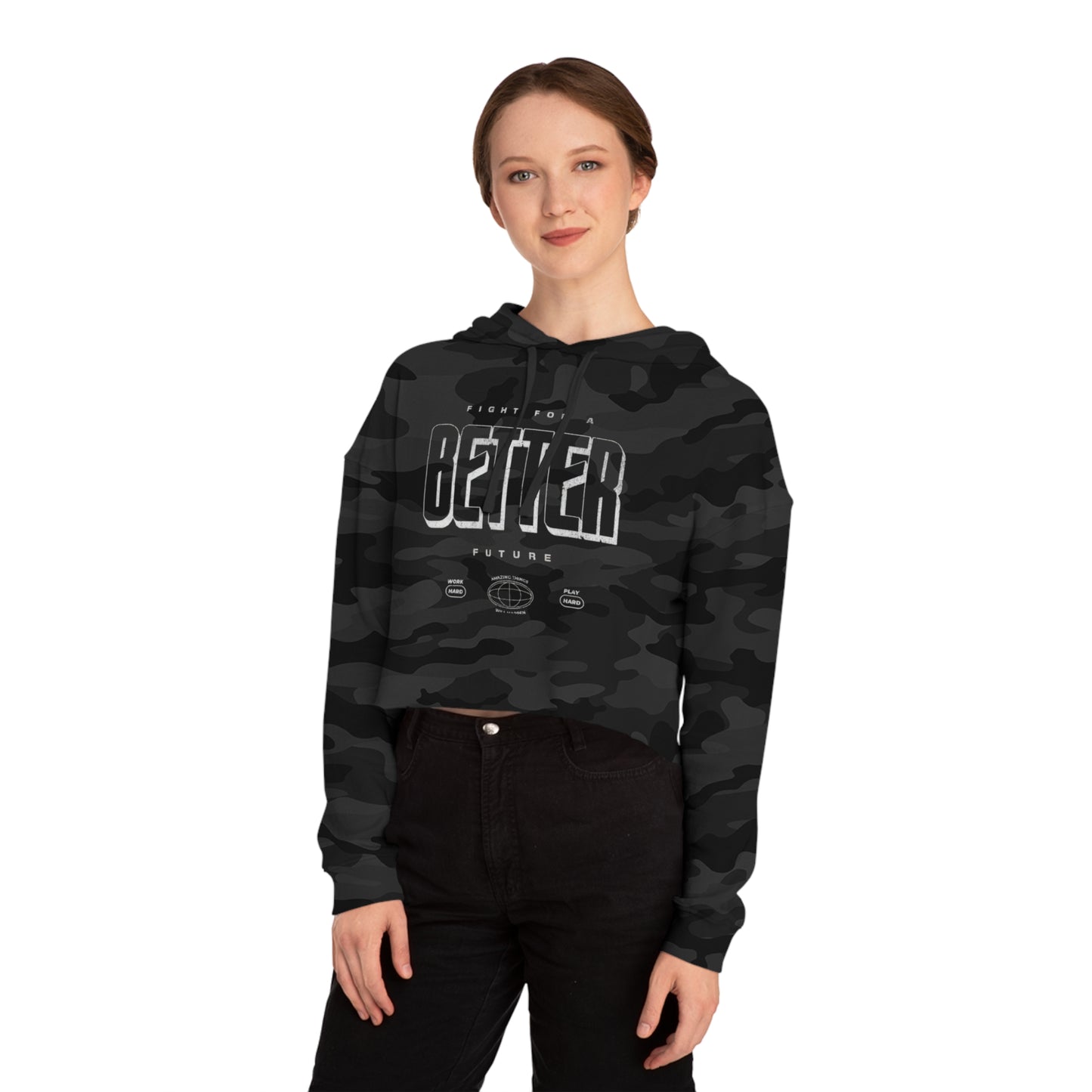 Vigor Women's Crop Hoodie – Bold “V” Graphic